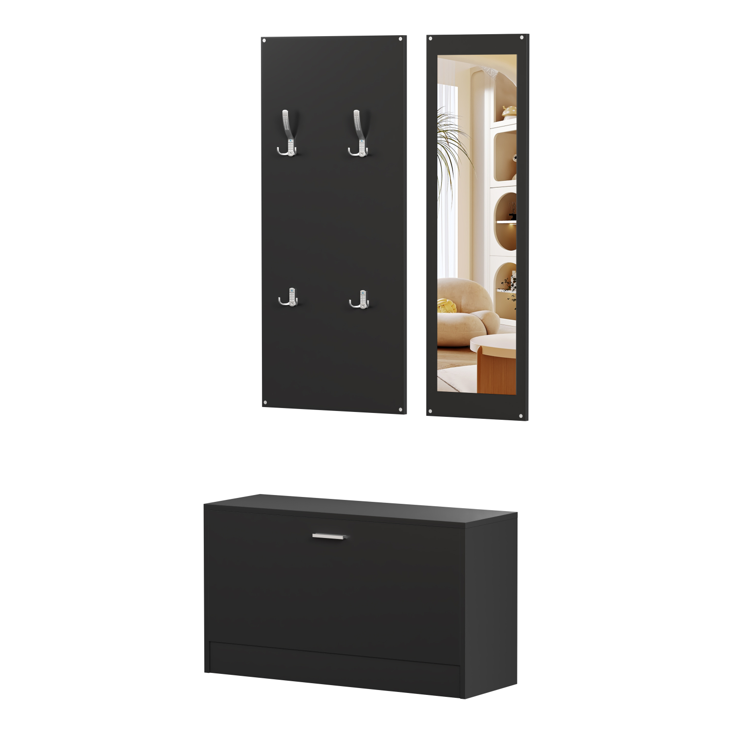 set-eisodoy-me-kathrepti-fb9247602-melam ΣΕΤ ΕΙΣΟΔΟΥ ΜΕ ΚΑΘΡΕΠΤΗ VERN HM2476.02 ΜΕΛΑΜΙΝΗ ΣΕ WENGE 80x27x175Υεκ - Image 1