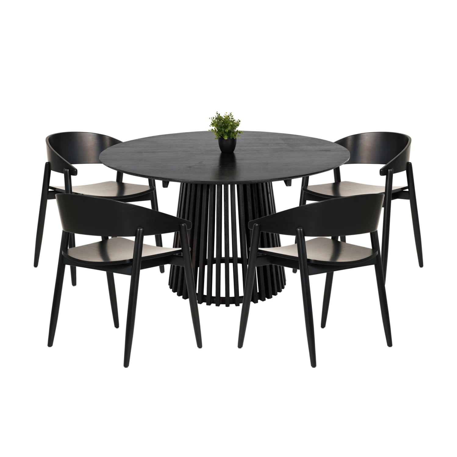 set-trapezarias-5tmch-fb92107702-stroggy ΣΕΤ ΤΡΑΠΕΖΑΡΙΑΣ 5ΤΜΧ CANOP HM21077.02 ΣΤΡΟΓΓΥΛΟ ΤΡΑΠΕΖΙ Φ150εκ.& 4 ΚΑΡΕΚΛΕΣ-ΜΑΥΡΟ - Image 1
