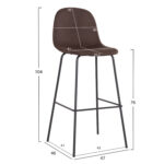 ΣΚΑΜΠΟ ΜΠΑΡ VINCENT HM8579.23 ΚΑΦΕ ΥΦΑΣΜΑ-ΜΑΥΡΟΣ ΜΕΤΑΛΛΙΚΟΣ ΣΚΕΛΕΤΟΣ 47x46x104Υεκ. - Image 2