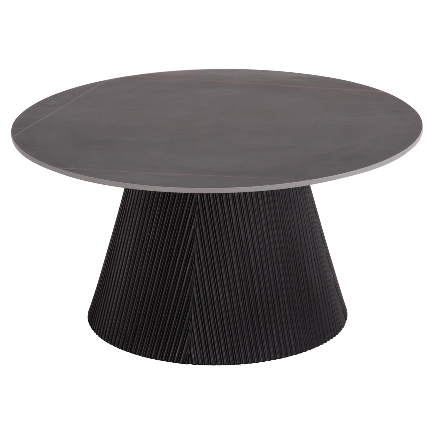 trapezi-salonioy-fb91802201-keramiko-top ΤΡΑΠΕΖΙ ΣΑΛΟΝΙΟΥ DUNCAN HM18022.01 ΚΕΡΑΜΙΚΟ TOP-MDF ΒΑΣΗ-ΜΑΥΡΟ Φ80x41Υεκ. - Image 1