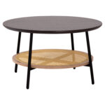 ΤΡΑΠΕΖΙ ΣΑΛΟΝΙΟΥ SEWELL HM18033 MDF ΣΕ ZEBRANO-ΜΕΤΑΛΛΙΚΑ ΠΟΔΙΑ-WICKER Φ80x46,5Υεκ.