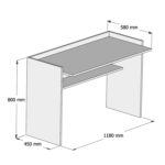 ΓΡΑΦΕΙΟ ΜΕΛΑΜΙΝΗΣ ΓΚΡΙ ΛΕΥΚΟ CLASSIKER HM9227.13 118x58x80Υεκ. - Image 3
