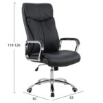 ΚΑΡΕΚΛΑ ΓΡΑΦΕΙΟΥ SHASHI HM1093.01 ΜΑΥΡΟ PU 63x80x118-126Υ - Image 3