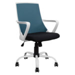 ΚΑΡΕΚΛΑ ΓΡΑΦΕΙΟΥ MALFOI HM1053.06 ΜΠΛΕ MESH & ΠΟΔΙ ΜΕΤΑΛΛΙΚΟ 58x59x103 εκ. - Image 3