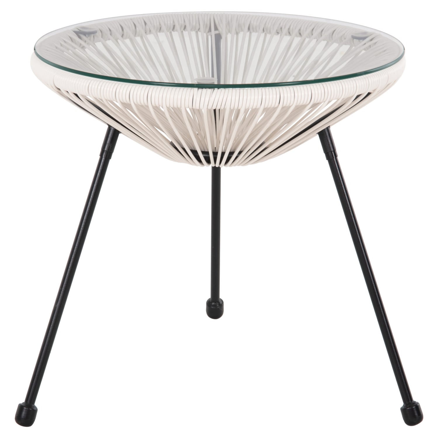 trapezi-boithitiko-fb9587412-metallo-may ΤΡΑΠΕΖΙ ΒΟΗΘΗΤΙΚΟ ACAPULCO HM5874.12 ΜΕΤΑΛΛΟ ΜΑΥΡΟ-ΣΥΝΘ. RATTAN ΛΕΥΚΟ Φ47x45Yεκ. - Image 1