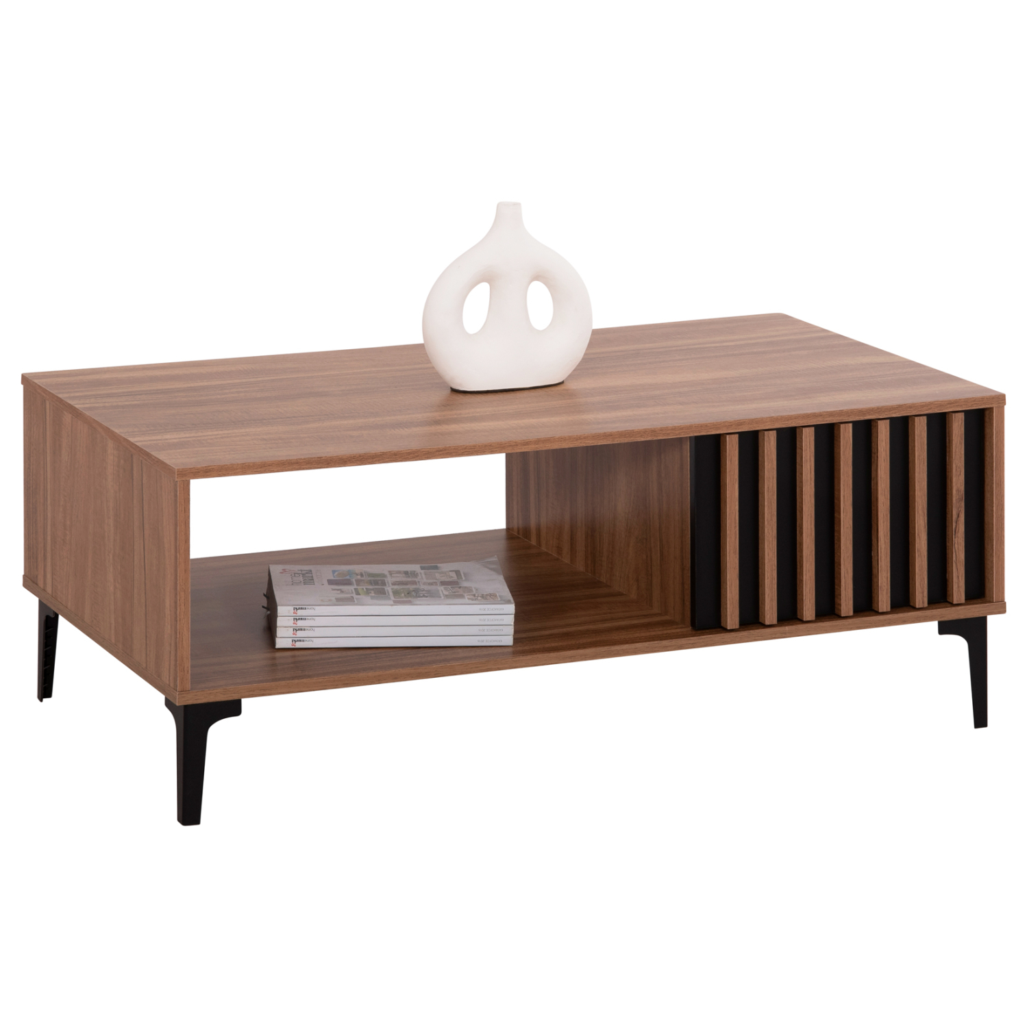 trapezi-salonioy-fb91800701-melamini-fys ΤΡΑΠΕΖΙ ΣΑΛΟΝΙΟΥ ΣΕΙΡΑ HARRY HM18007.01 ΜΕΛΑΜΙΝΗ ΦΥΣΙΚΟ ΞΥΛΟΥ-ΜΑΥΡΟ 110x60x43,5Υεκ. - Image 1